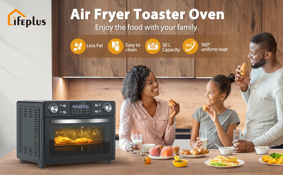 Ecotronic Toaster Oven, 12-In-1 Convection Oven Countertop with Stainless Steel, 1700W Air Fryer Combo for Pizza Bread Grill, etc. 8 Gallon Capacity, Includes 6 Accessories