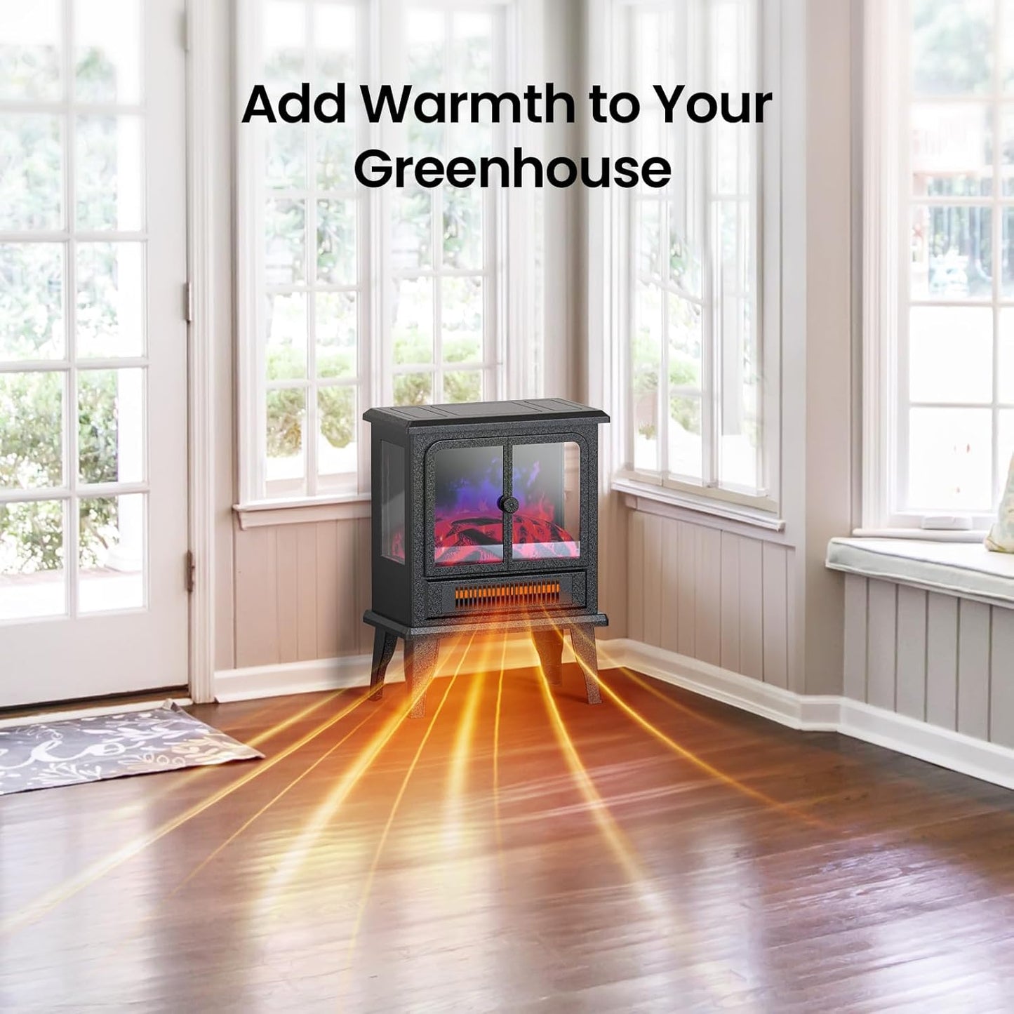 Ecotronic Electric 18.9in FreeStanding Fireplace Heater with 3D Flame, 750W/1500W Indoor Spverheating Protection for Living Room, Bedroom