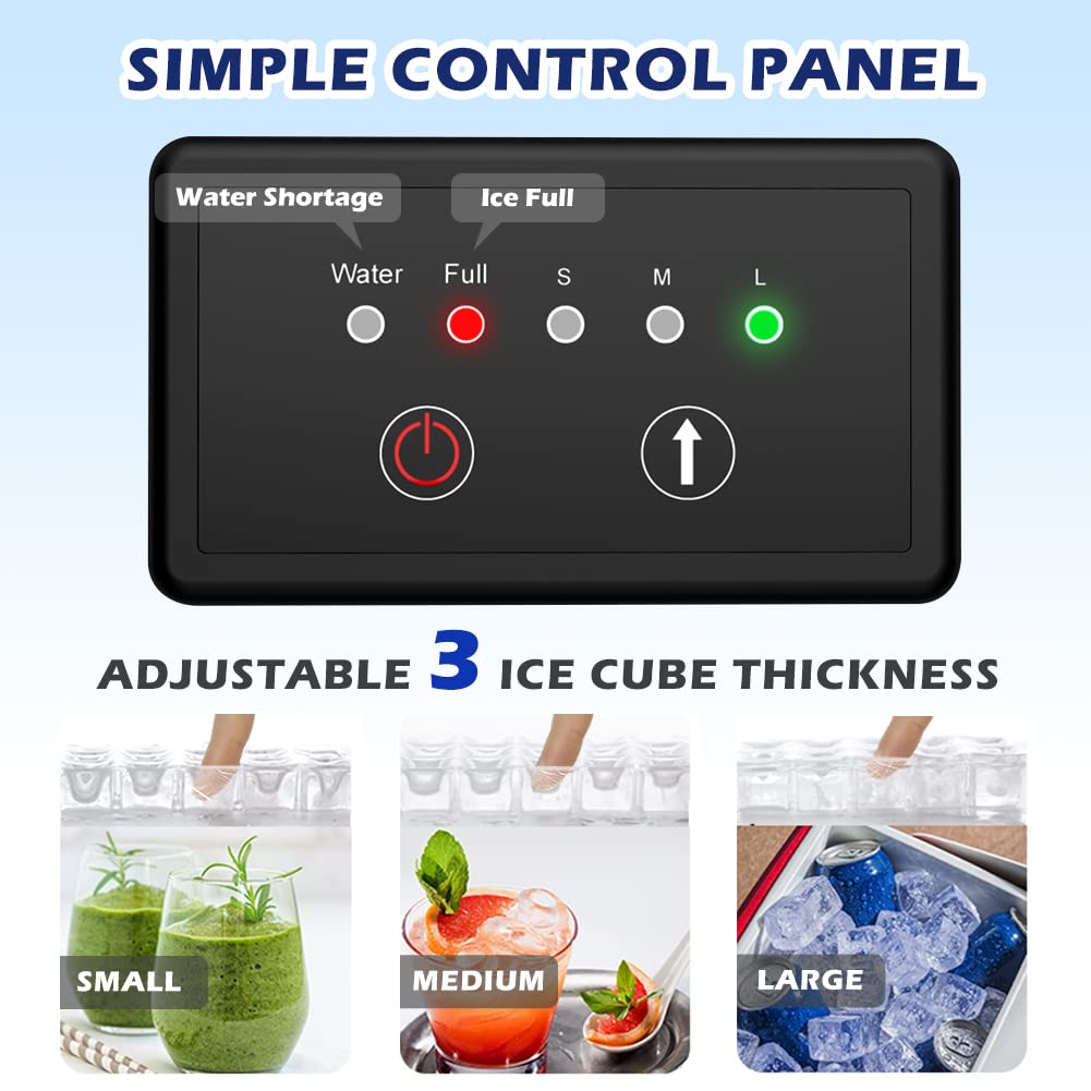 Ecotronic Commercial Ice Maker, 70LBS/24H Under Counter Ice Maker with 10LBS Ice Bin, 32 Ice Cubes/Cycle, 2 Water Inlet Modes, Self Clean, ETL & FDA, Ideal for Bar, Office, Coffee Shop