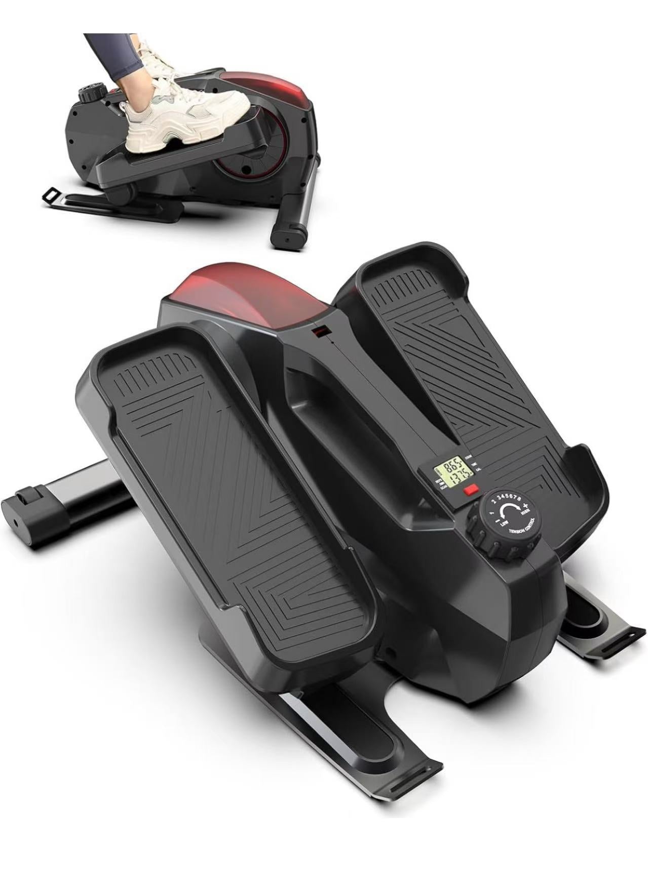 Manual Elliptical Machine, Quiet & Portable Ellipse Leg Exerciser, 8 Levels Adjustable Magnetic Sitting & Standing,Fully Assembled for Seniors,Black