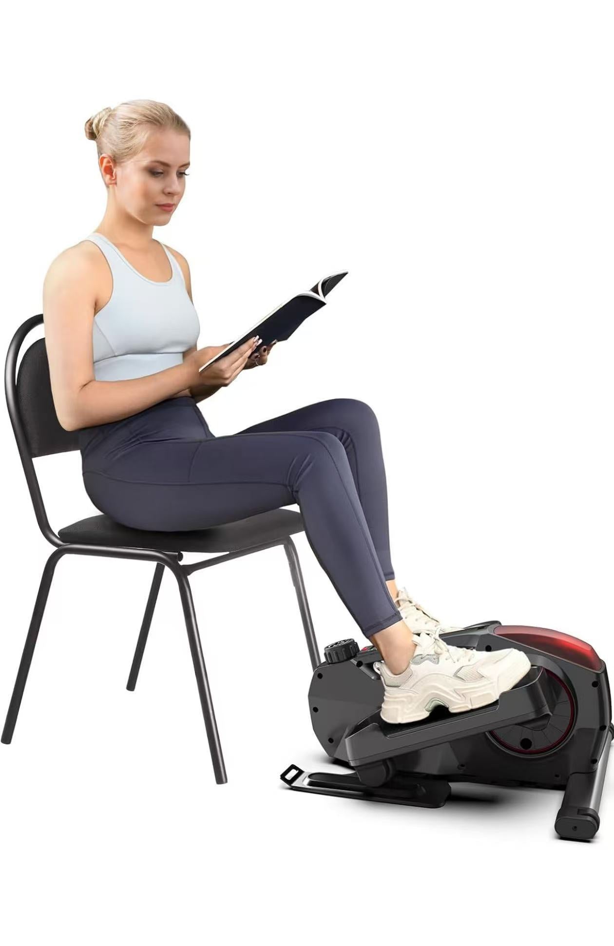 Manual Elliptical Machine, Quiet & Portable Ellipse Leg Exerciser, 8 Levels Adjustable Magnetic Sitting & Standing,Fully Assembled for Seniors,Black