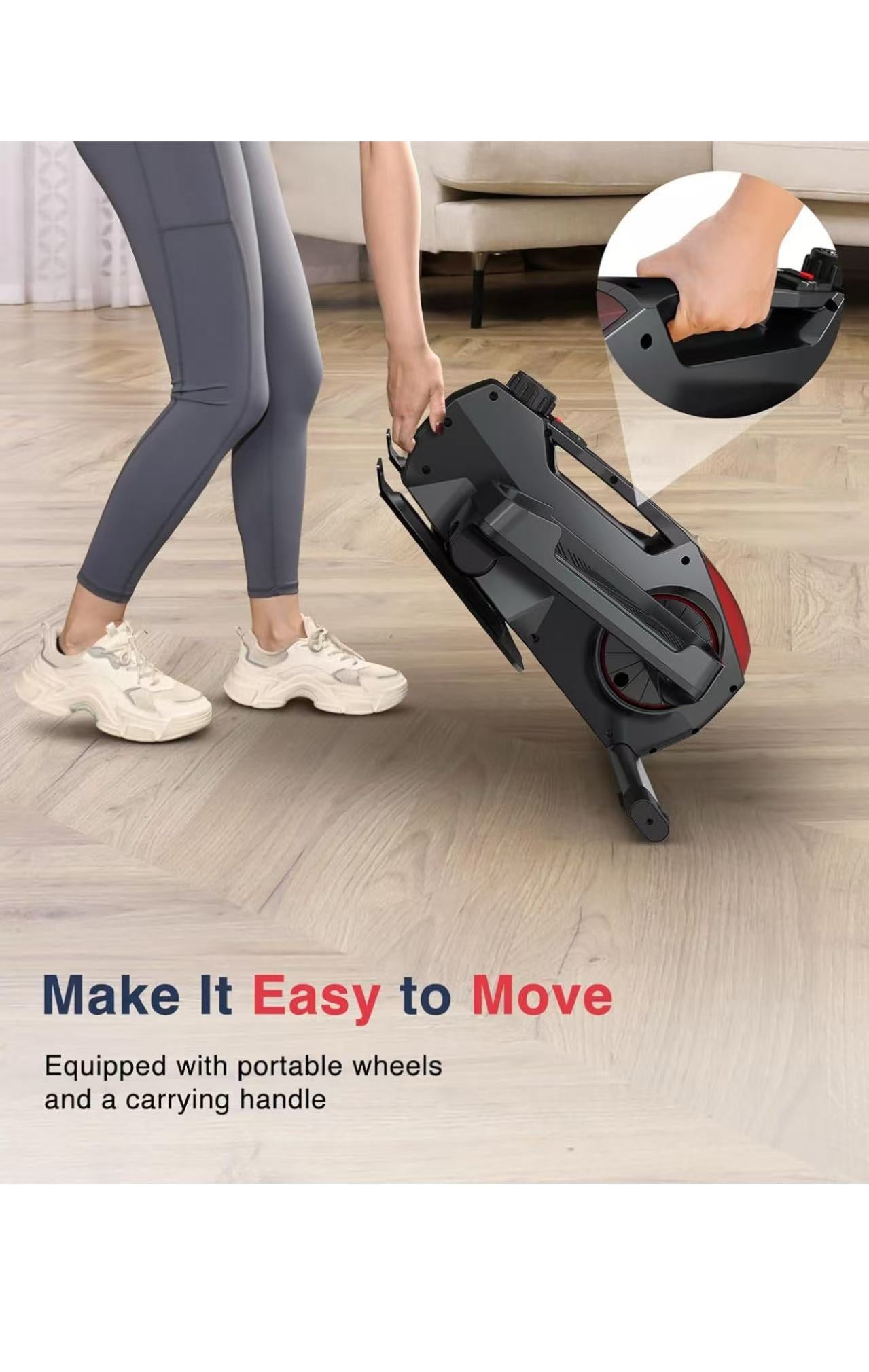 Manual Elliptical Machine, Quiet & Portable Ellipse Leg Exerciser, 8 Levels Adjustable Magnetic Sitting & Standing,Fully Assembled for Seniors,Black