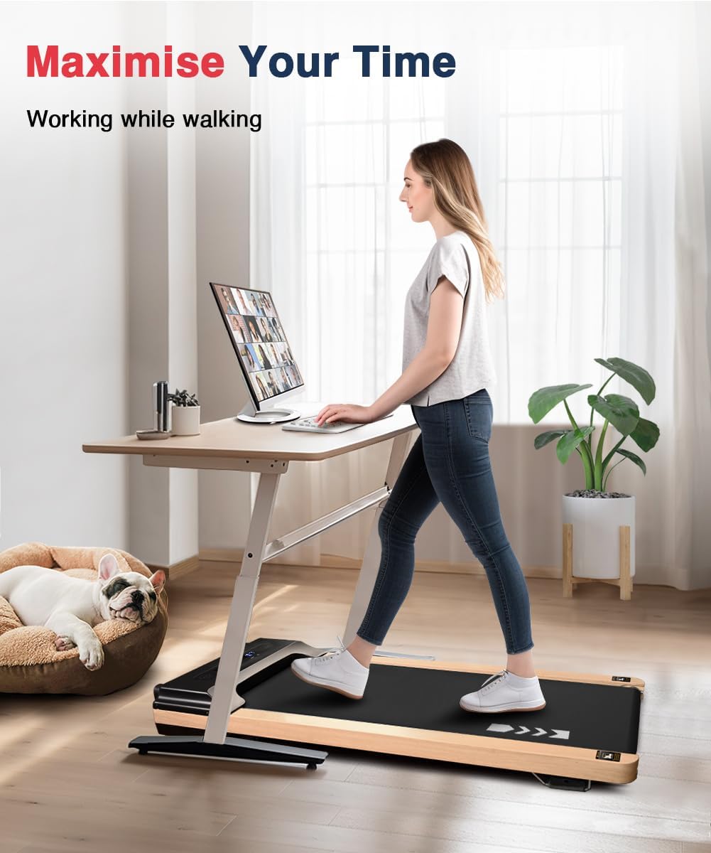Walking Pad with Incline, 265 Lbs Capacity, Installation-Free, Remote Control, LED Display for Home Gym, Grain