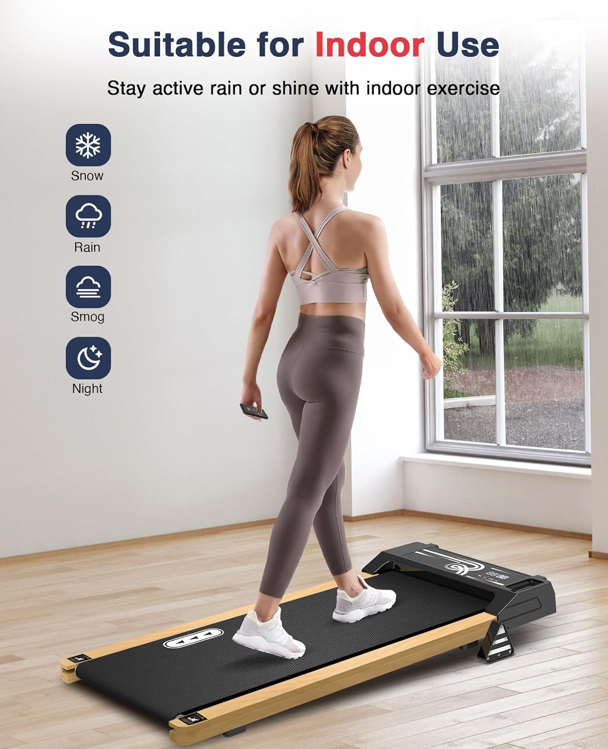 Walking Pad with Incline, 265 Lbs Capacity, Installation-Free, Remote Control, LED Display for Home Gym, Grain