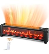 33 x 6.6in Electric Fireplace Heater, 1500W, Floor Standing,12H Timer, Remote, Eco, Child Lock for up to 270 Sq.ft Space Indoor Use, Black