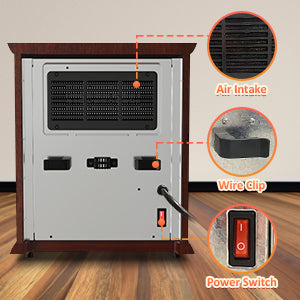 1500W Electric Infrared Heater with Remote Control 3 Mode, 12H Timer, Overheat & Tip-Over Protection, Child Lock for Indoor Use,Walnut