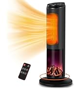 25 inches 1500W Electrical Tower Space Heater, Ceramic Heaters with Thermostat, 3 Modes, 60° Oscillation, 12H Timer, Remote Control for Indoor use