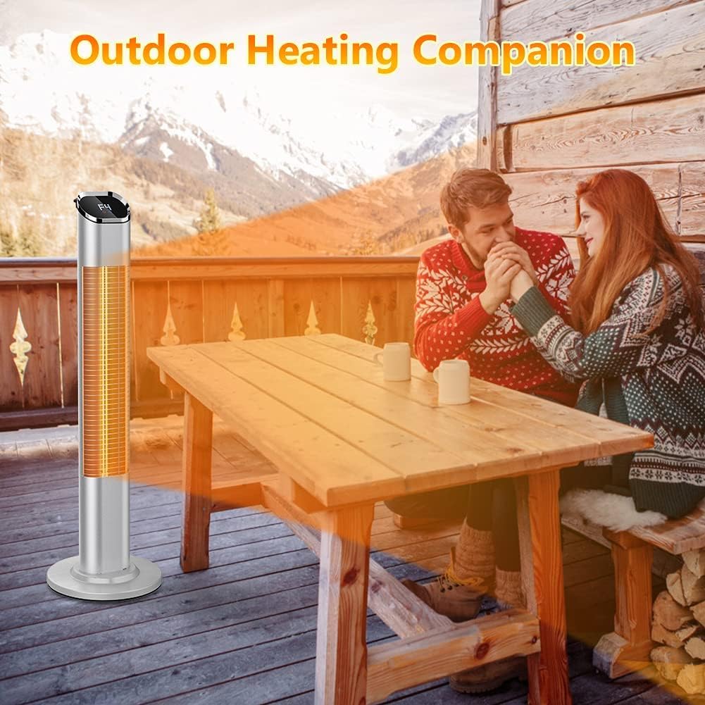 1500W/750W Electric Infrared Radiant Patio Heater with Remote, Tip-over&Overheat Protection, 24H Timer, Waterproof for Outdoor/Indoor Use,Silver