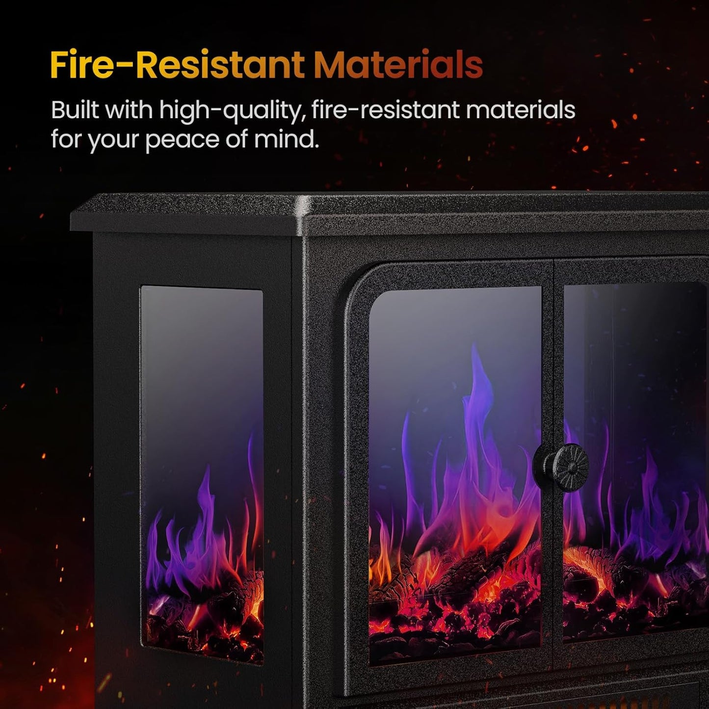 Ecotronic Electric  18.9in FreeStanding Fireplace Heater with 3D Flame, 750W/1500W Indoor Spverheating Protection for Living Room, Bedroom