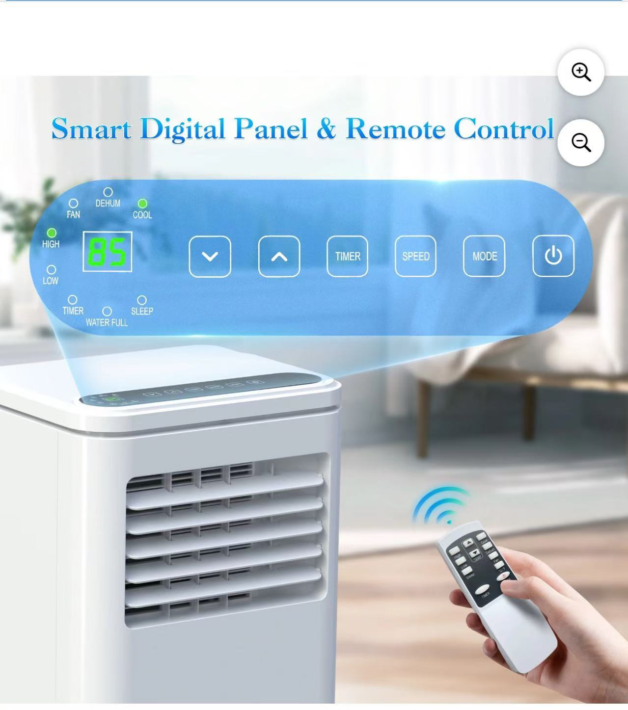 Portable Air Conditioner 8000BTU With 24H Timer, Window Kit,Remote Control,Dehumidifier for up to 250 Sq.Ft