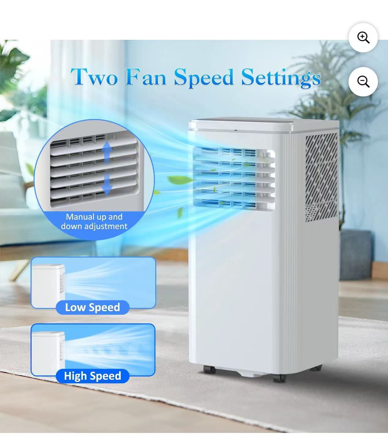 Portable Air Conditioner 8000BTU With 24H Timer, Window Kit,Remote Control,Dehumidifier for up to 250 Sq.Ft