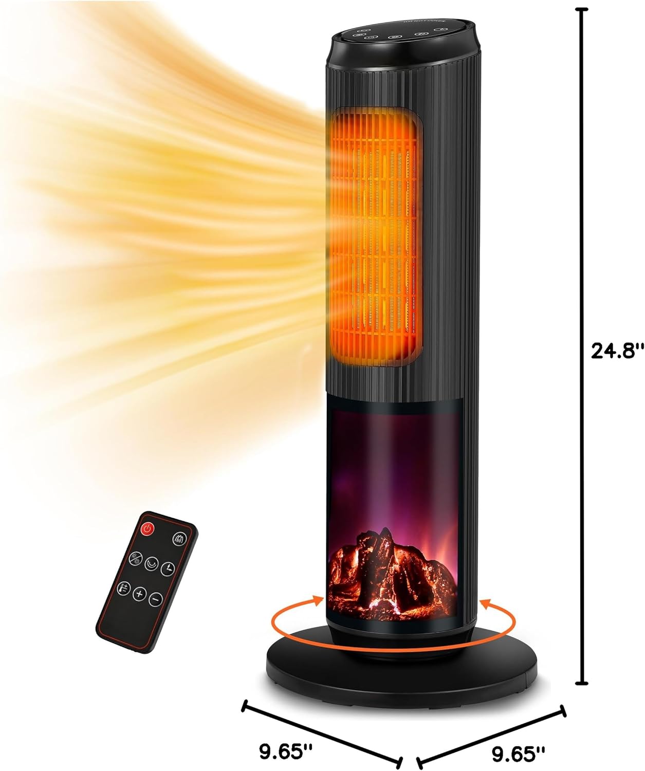 25 inches 1500W Electrical Tower Space Heater, Ceramic Heaters with Thermostat, 3 Modes, 60° Oscillation, 12H Timer, Remote Control for Indoor use