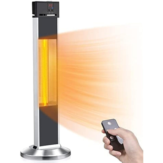 Electric Space Heaters, Infrared Heater with Remote, Auto Shut Off, 500/1000/1500W Radiant Heater, Super Quiet, 3s Instant Warm, Vertical Patio Heater for Indoor&Outdoor use