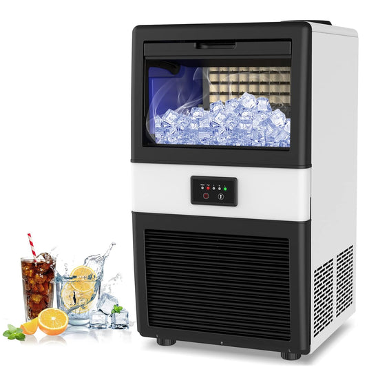 Ecotronic  Commercial Ice Maker, 70LBS/24H Under Counter Ice Maker with 10LBS Ice Bin, 32 Ice Cubes/Cycle, 2 Water Inlet Modes, Self Clean, ETL & FDA, Ideal for Bar, Office, Coffee Shop