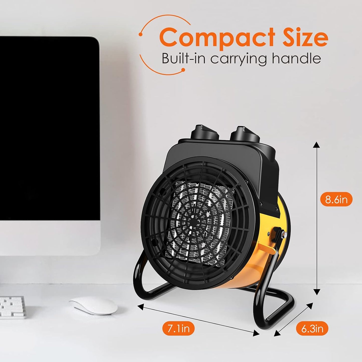 Greenhouse Heater with Thermostat, 1500W Indoor/Outdoor Space Heater with 3 Modes, 3s PTC Fast Heat, Overheat Protection, 90° Tilt Rotation, Portable Garage Heater for Patio, Tent and Indoor Use