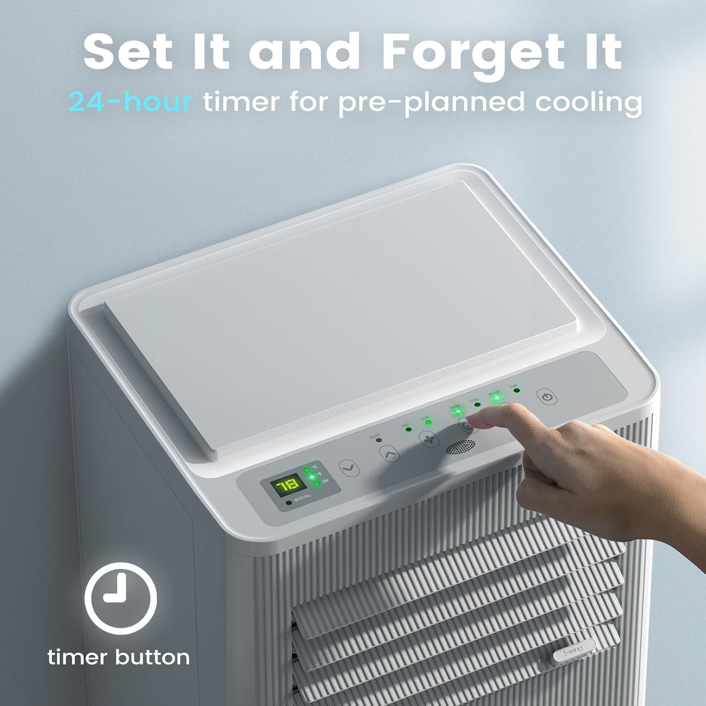 Portable Air Conditioner, 10000 BTU  with Remote Control, 24H Timer, Window Kit, Dehumidifier for Room Up to 350 Sq.Ft