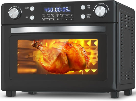 Ecotronic Toaster Oven, 12-In-1 Convection Oven Countertop with Stainless Steel, 1700W Air Fryer Combo for Pizza Bread Grill, etc. 8 Gallon Capacity, Includes 6 Accessories