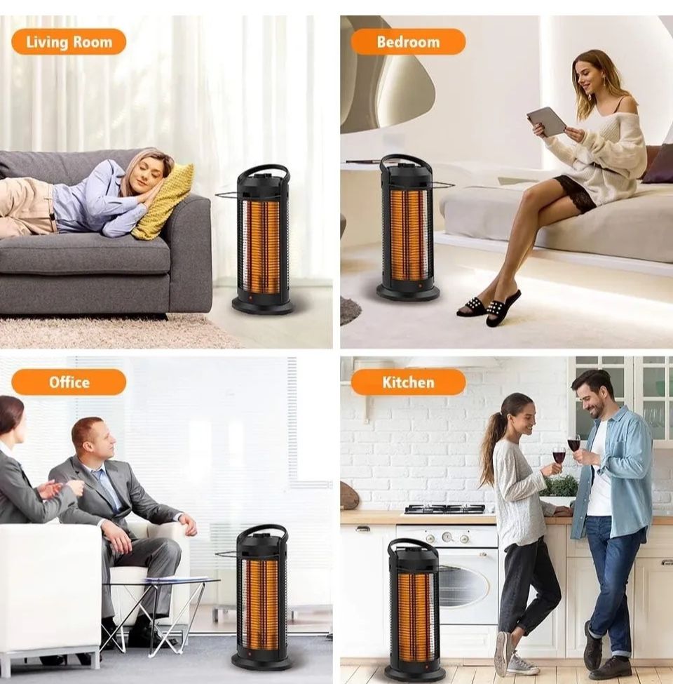 1500W Portable Oscillating Infrared Tower Heater with Digital Knob Thermostat, 75° Wide OscilElectric, Overheating & Tip-Over Protection,  , Portable Handle Super Quiet Heater for Indoor Use