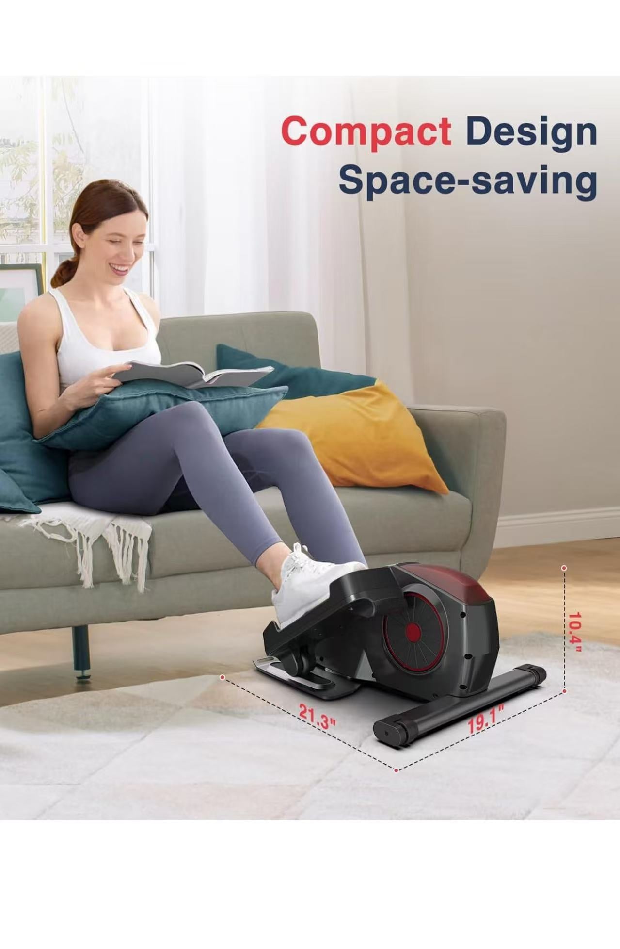 Manual Elliptical Machine, Quiet & Portable Ellipse Leg Exerciser, 8 Levels Adjustable Magnetic Sitting & Standing,Fully Assembled for Seniors,Black