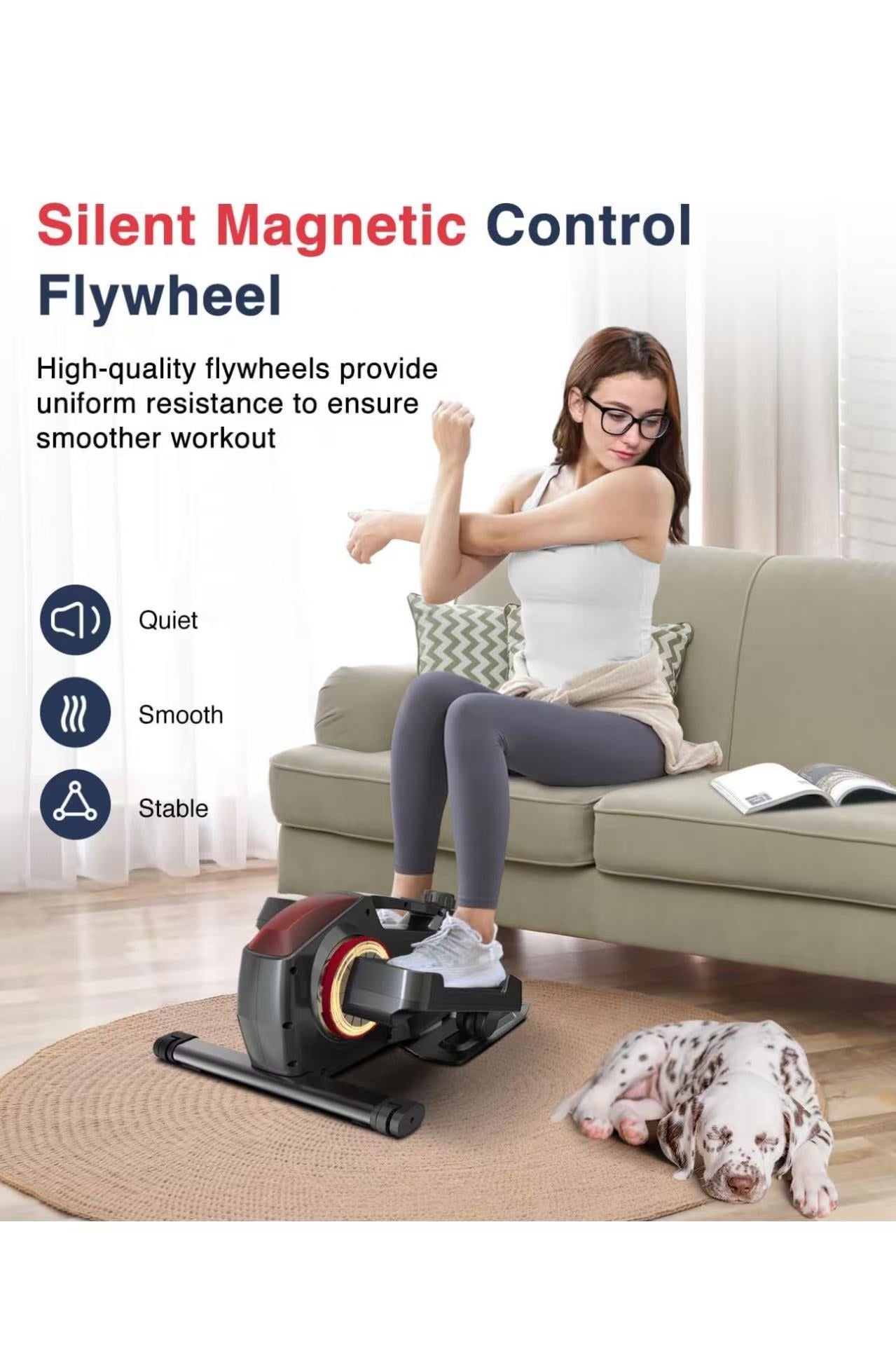 Manual Elliptical Machine, Quiet & Portable Ellipse Leg Exerciser, 8 Levels Adjustable Magnetic Sitting & Standing,Fully Assembled for Seniors,Black