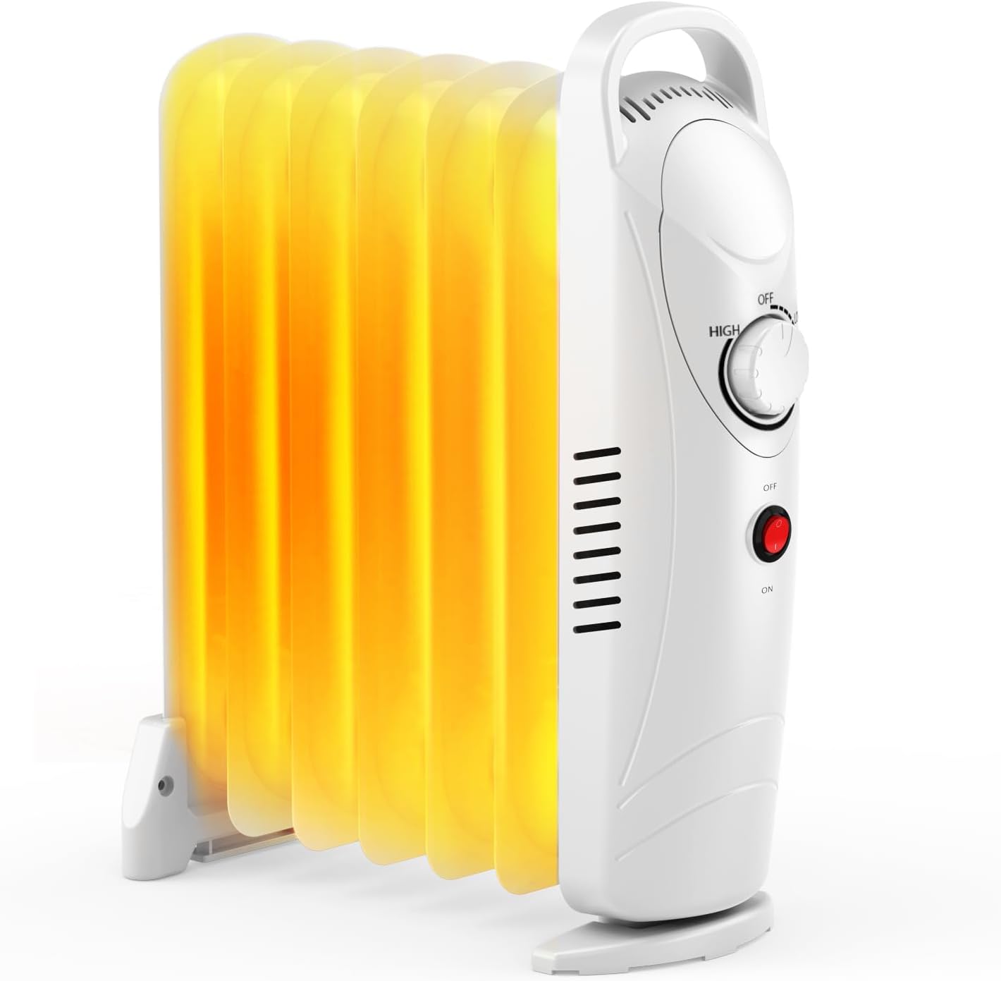 700W Oil-Filled Radiant Heater with Adjustable Thermostat, Automatic Power-off for Indoor use Up to 120 Sq.Ft,White