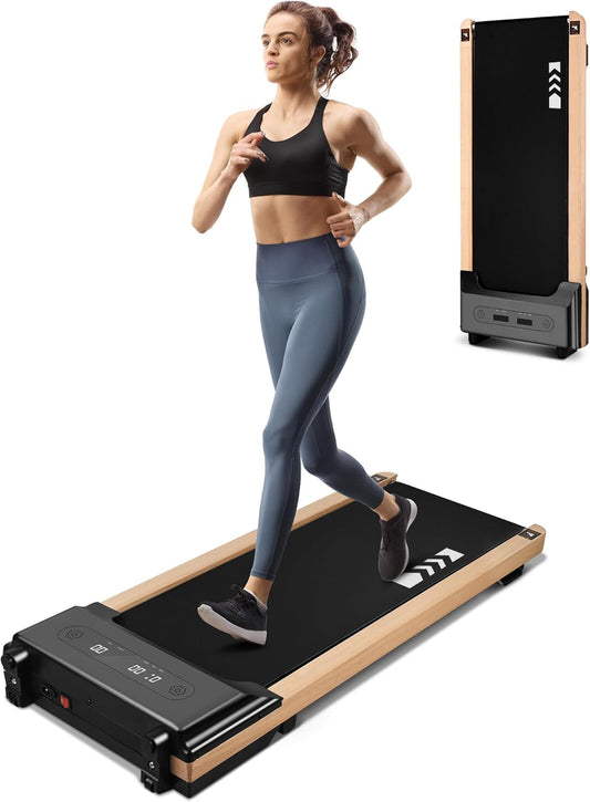 Walking Pad with Incline, 265 Lbs Capacity, Installation-Free, Remote Control, LED Display for Home Gym, Grain