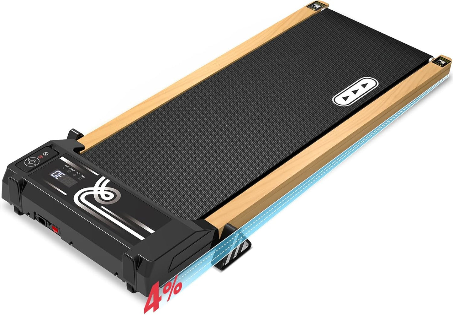 Walking Pad with Incline, 265 Lbs Capacity, Installation-Free, Remote Control, LED Display for Home Gym, Grain