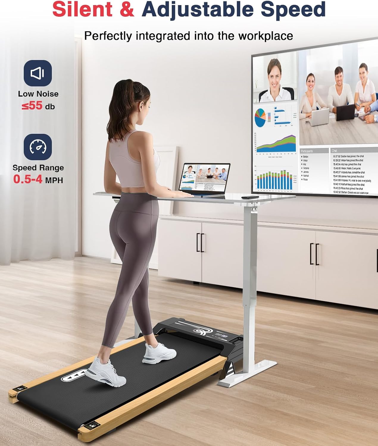 Walking Pad with Incline, 265 Lbs Capacity, Installation-Free, Remote Control, LED Display for Home Gym, Grain