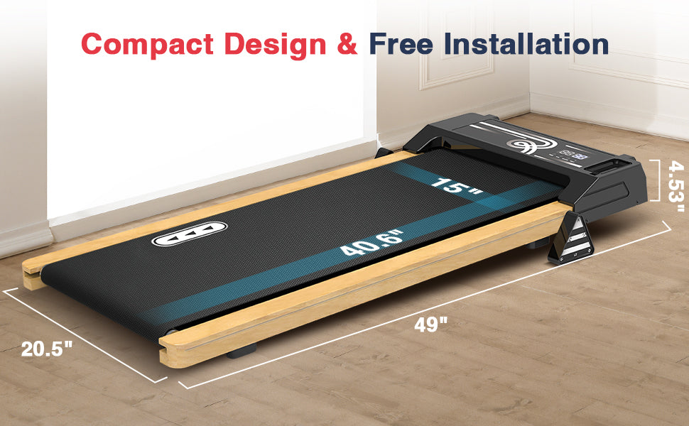 Walking Pad with Incline, 265 Lbs Capacity, Installation-Free, Remote Control, LED Display for Home Gym, Grain