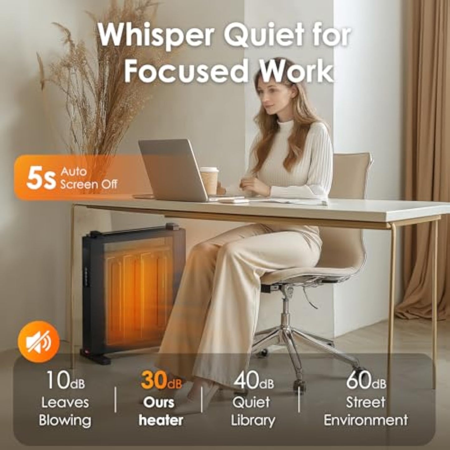 Ecotronic 1500W Quiet Mica Panel Heater with Adjustable Thermostat, 12H Timer, Remote, Eco Mode, Child Lock for Indoor Use