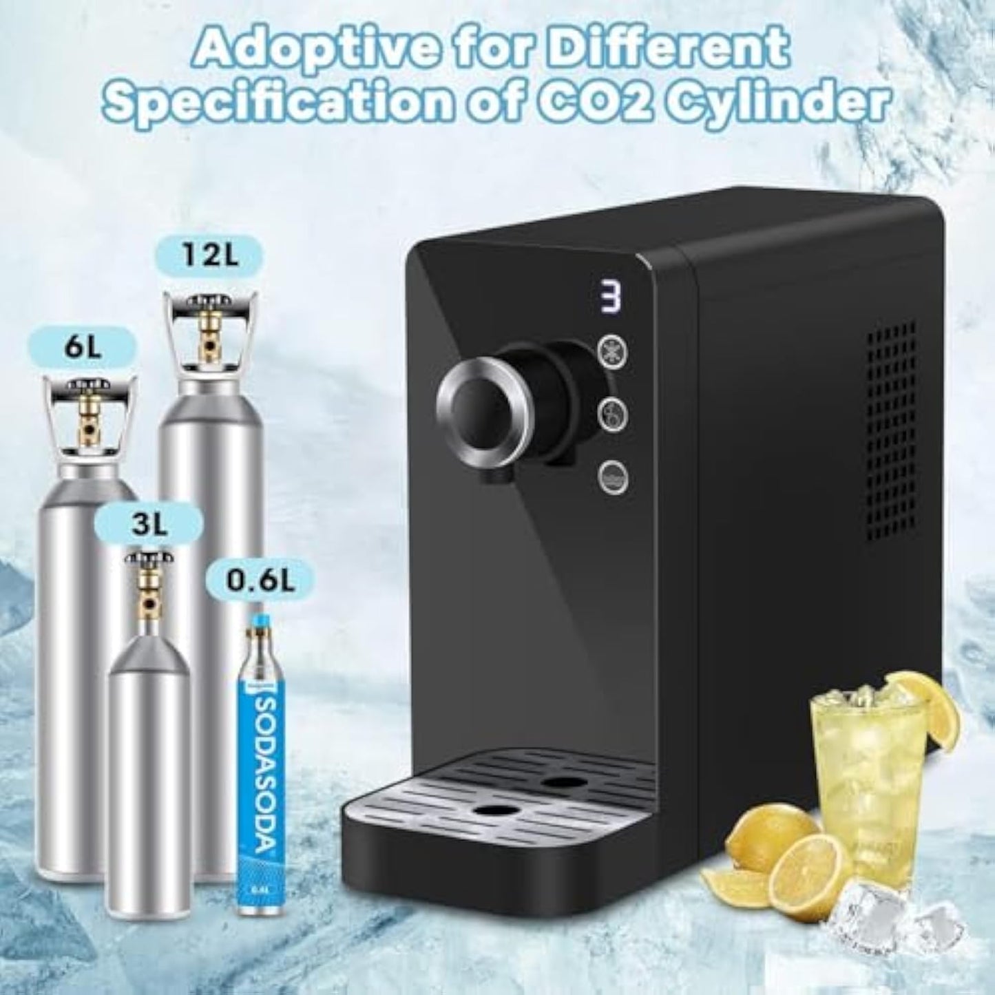 Ecotronic Sparkling Water Maker, Electric Soda Maker, 3-Mode Water Dispenser, 6.7 L Soda Maker Kit for Personal & Commercial Use